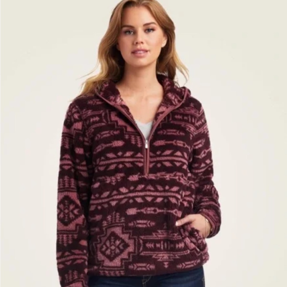 Ariat‎ REAL Women's Berber Hooded pullover mulberry Aztec small